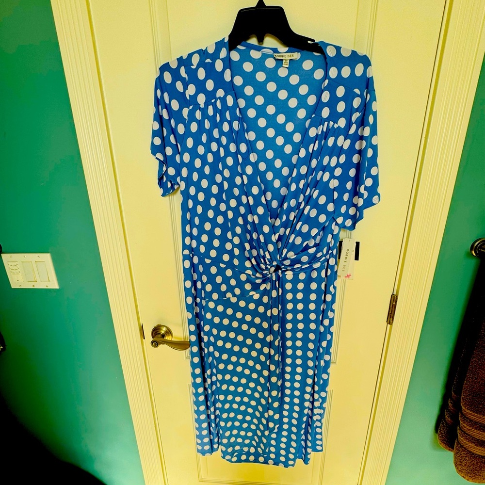 Light blue polkadot dress